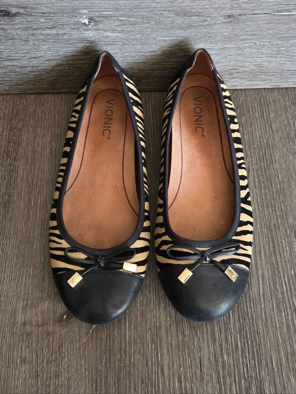 Vionic Minna Ballet Flats Tiger Print Pattern Sz 8